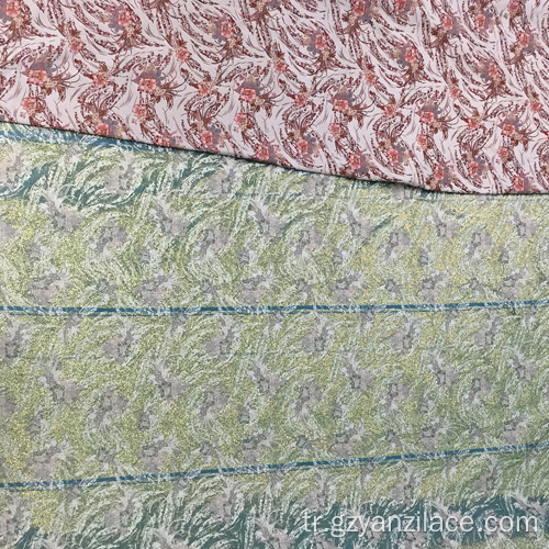 Yeşil Örgü Jakarlı Tekstil Polyester Kumaş